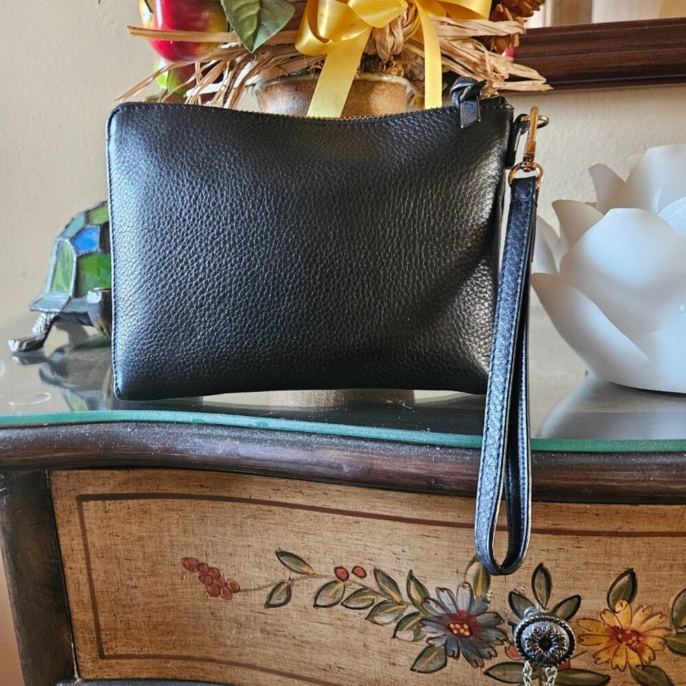 TORY BURCH Britten Black Large Zip Pouch/Wristlet - Picture 2 of 6